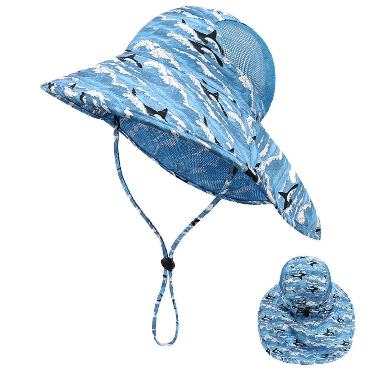 Children's Big Eaves Animal Printing Air-permeable Beachwear Neck Protection Bucket Hat Quick-drying Shawl Hat