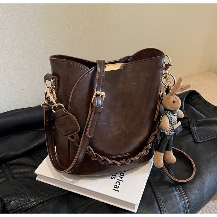 Women's Retro Messenger Bag Portable Bucket Bag