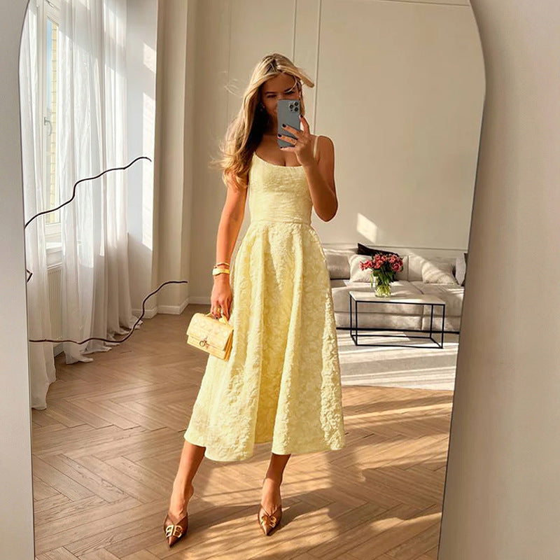 Sophisticated Jacquard Backless Dress For Women