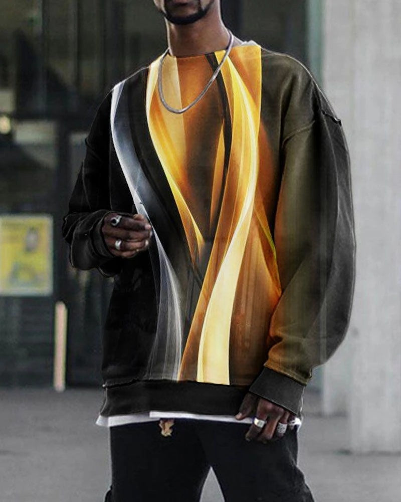 Digital Printing Loose Casual Trend Round Neck Long Sleeve Sweater 3d