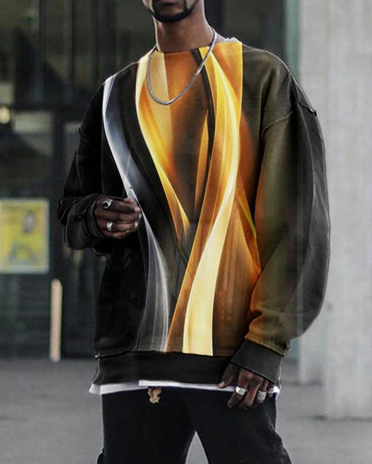 Digital Printing Loose Casual Trend Round Neck Long Sleeve Sweater 3d