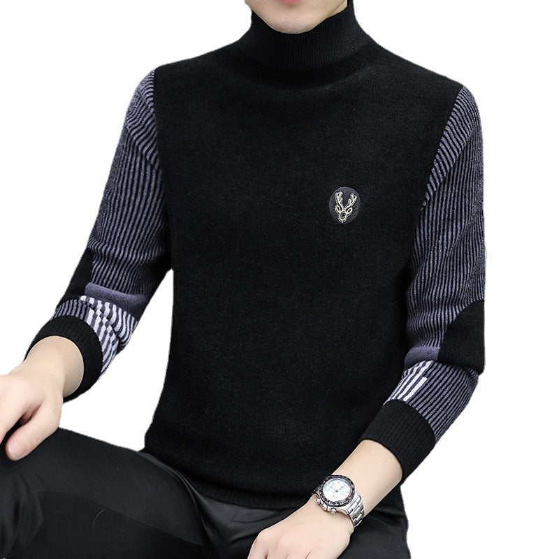 Mens Thickened Knitted Sweater With A Half-Height Neck
