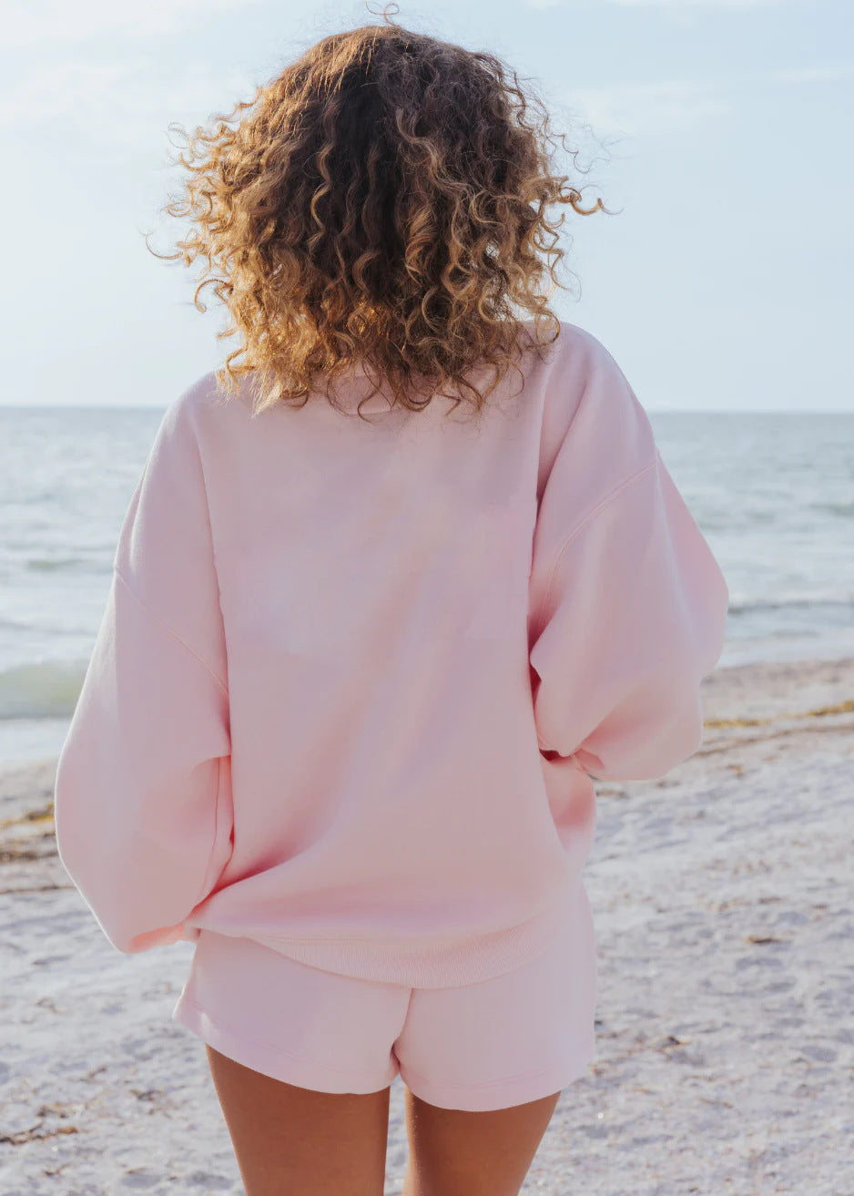 Crew-neck Sweatshirt And Casual Short Pants Set