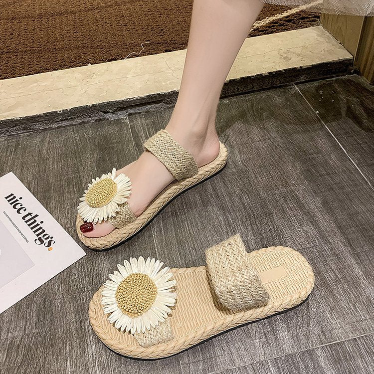 Outdoor Little Daisy Slippers Women's Outer Wear Flat Low Heel Slip-on
