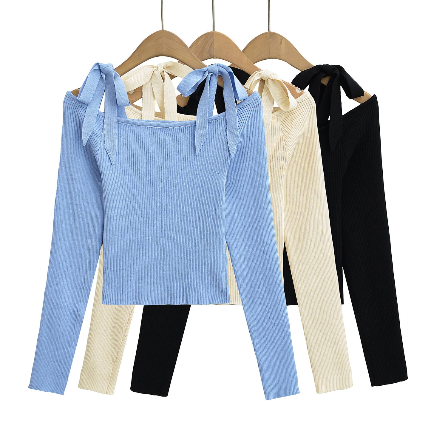 Sexet stropløs snøre-off-shoulder strik