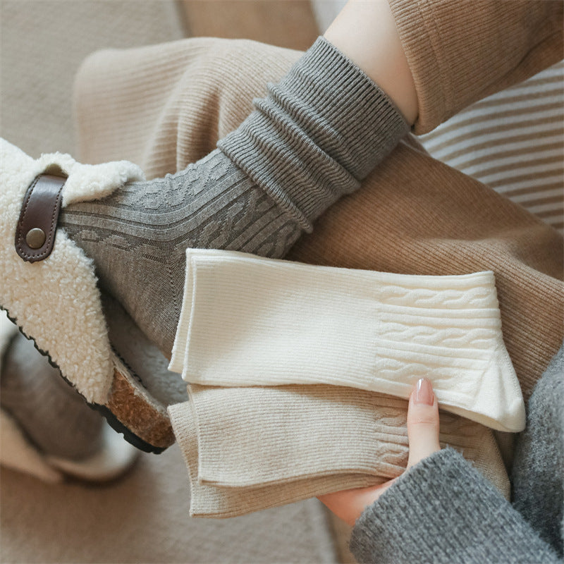 Women's Autumn Winter Wool Thickened Warm Mid-Calf Socks