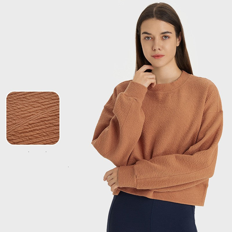 Strikket kort pullover løs yogatrøje