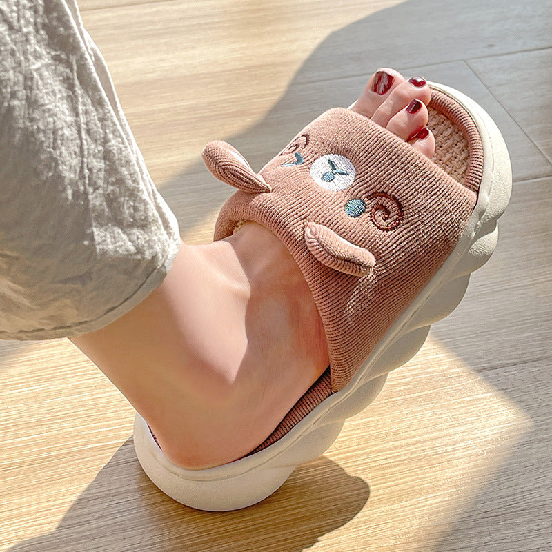 Women's Indoor Wood Floor Anti-Slip Cotton Linen Slippers