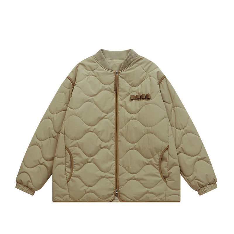 Japanese Loose Rhombus Quilted Intercotton Baseball Cotton-padded Jacket