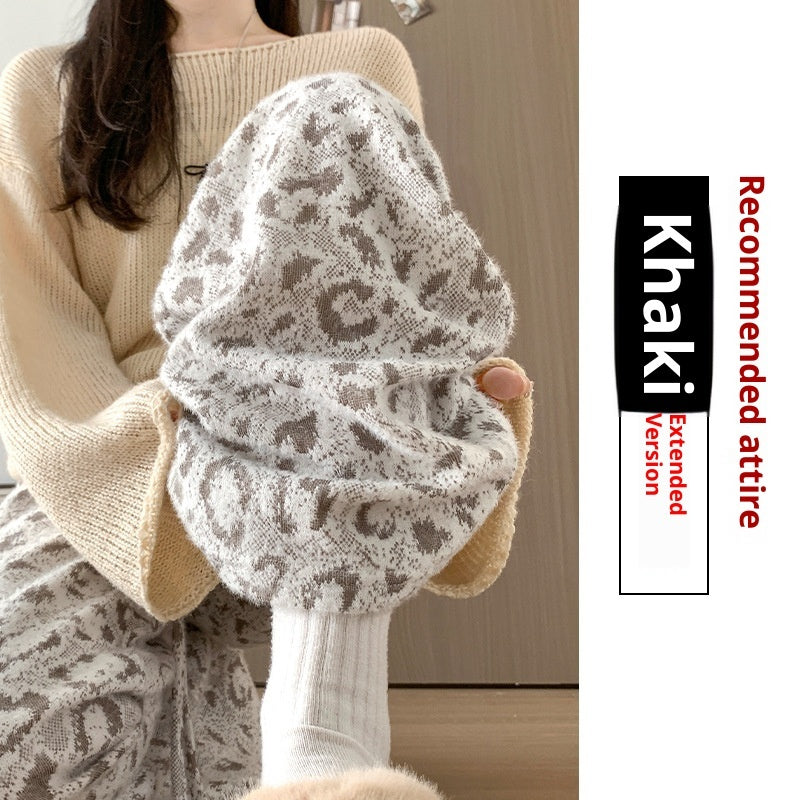 New High Waist Slimming Casual Soft Glutinous Leopard Print Wide Leg Pants For Women