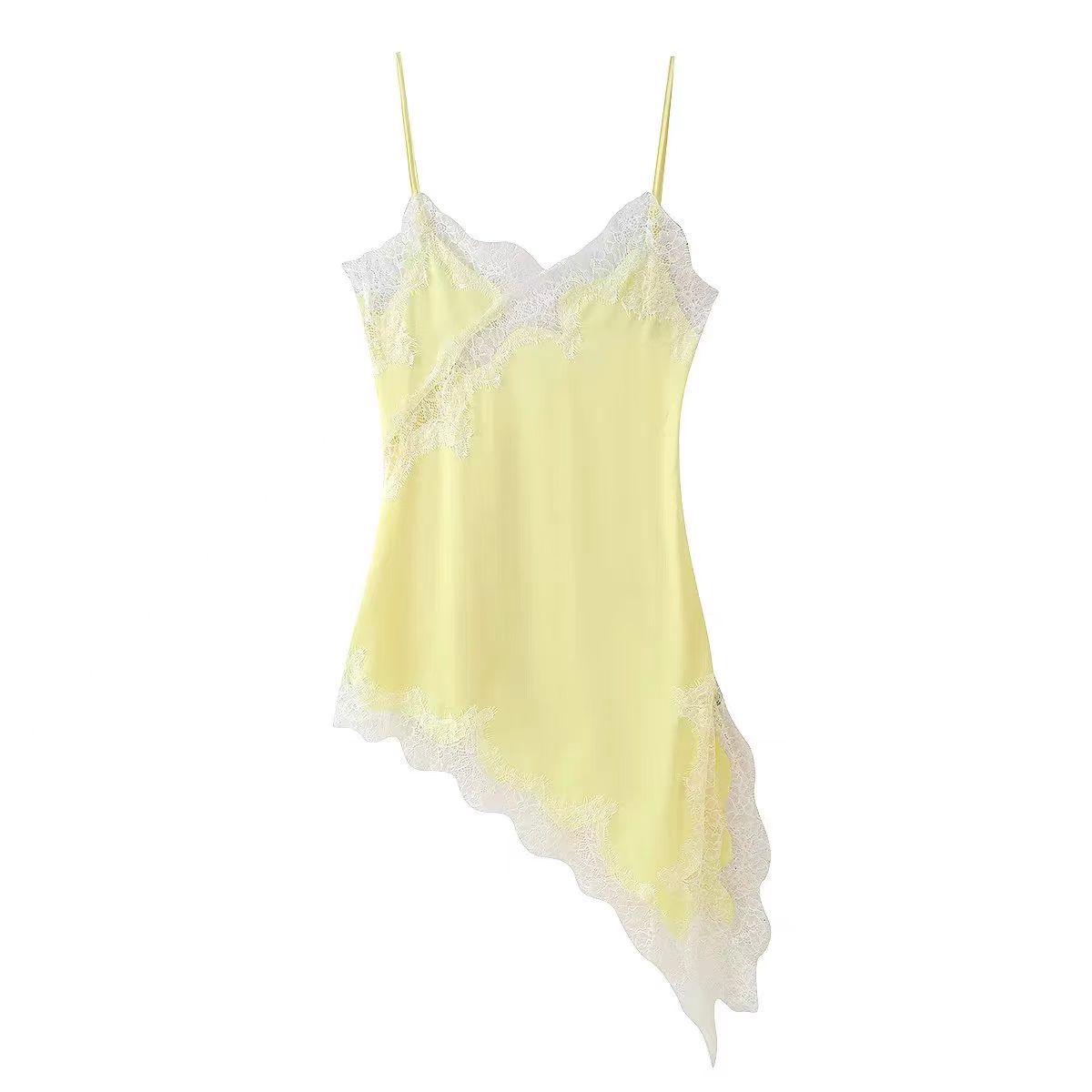 Women's Lace-trimmed Irregular Hem Dress