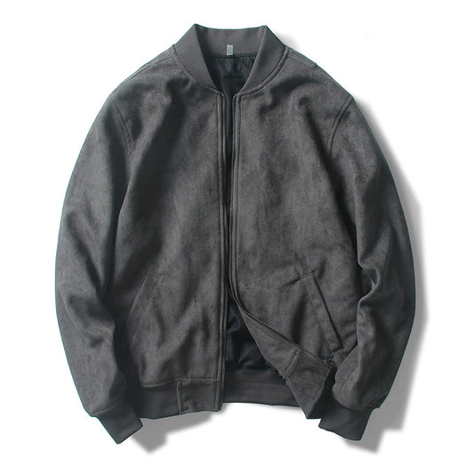 Suede Stand Collar Men's Baseball Uniform Flight Suit Young And Middle-aged Jacket