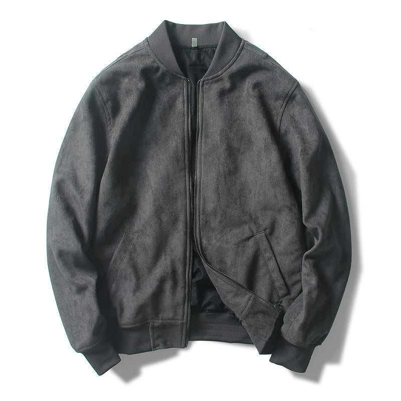 Suede Stand Collar Men's Baseball Uniform Flight Suit Young And Middle-aged Jacket