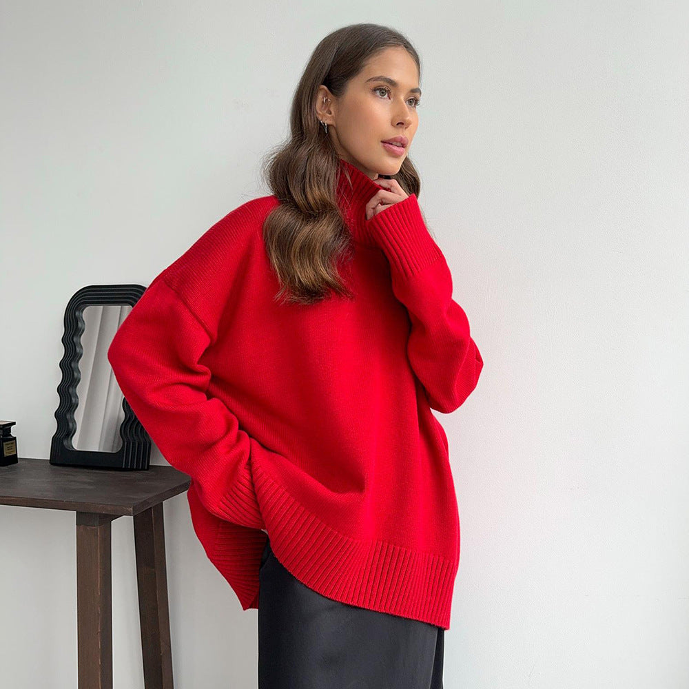European And American Style Autumn And Winter Solid Color Turtleneck Sweater Loose