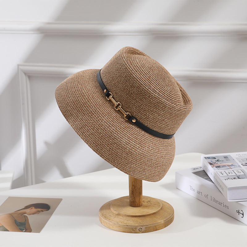 Women's Belt Chain Bell Type Sun-proof Straw Hat