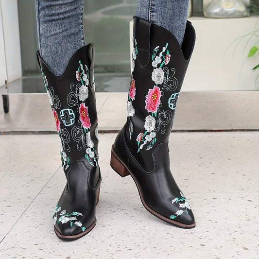 Women's High Mid Heel Sleeve Square Toe Boots