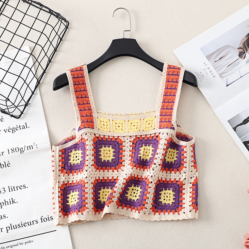Retro Ethnic Style Knitted Crochet Hollow Suspender