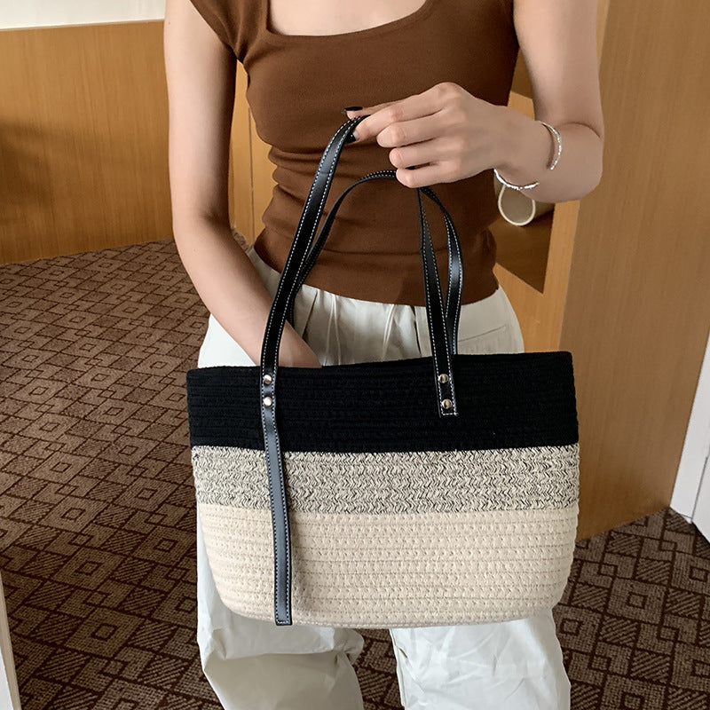 Hand Woven Vegetable Basket Versatile Beach Bag