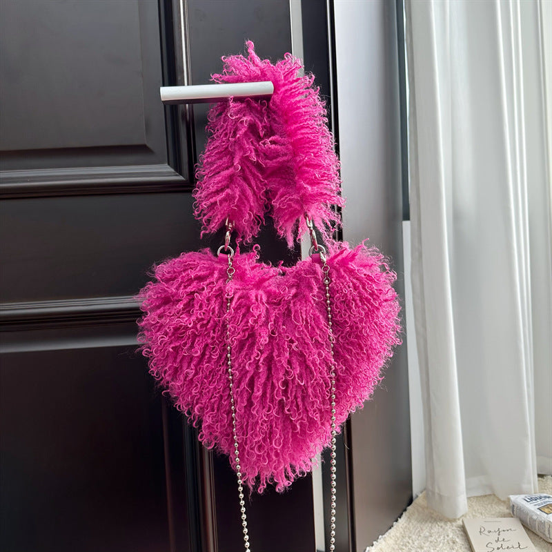 Womens Wool Handbag With Chain Strap