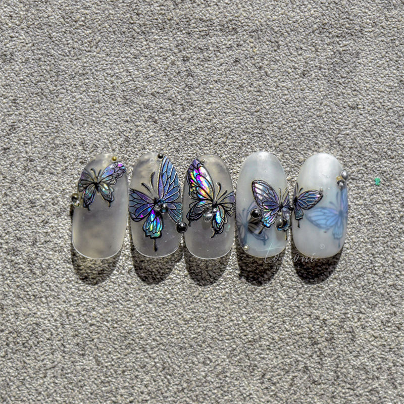 Colorful Butterfly Graceful Relief Laser 5d Three-dimensional Adhesive Waterproof Nail Sticker