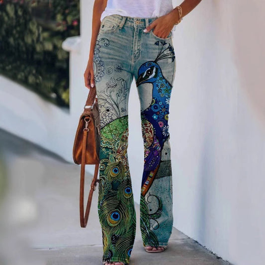 Casual 3D-mønstrede jeans til kvinder