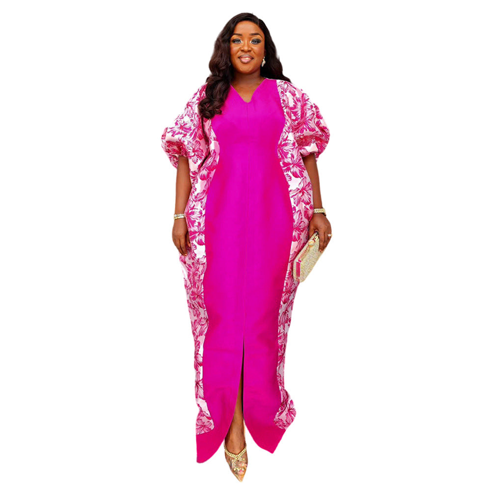 Womens Middle Eastern Ethnic-Style Long Robe Printed Dress