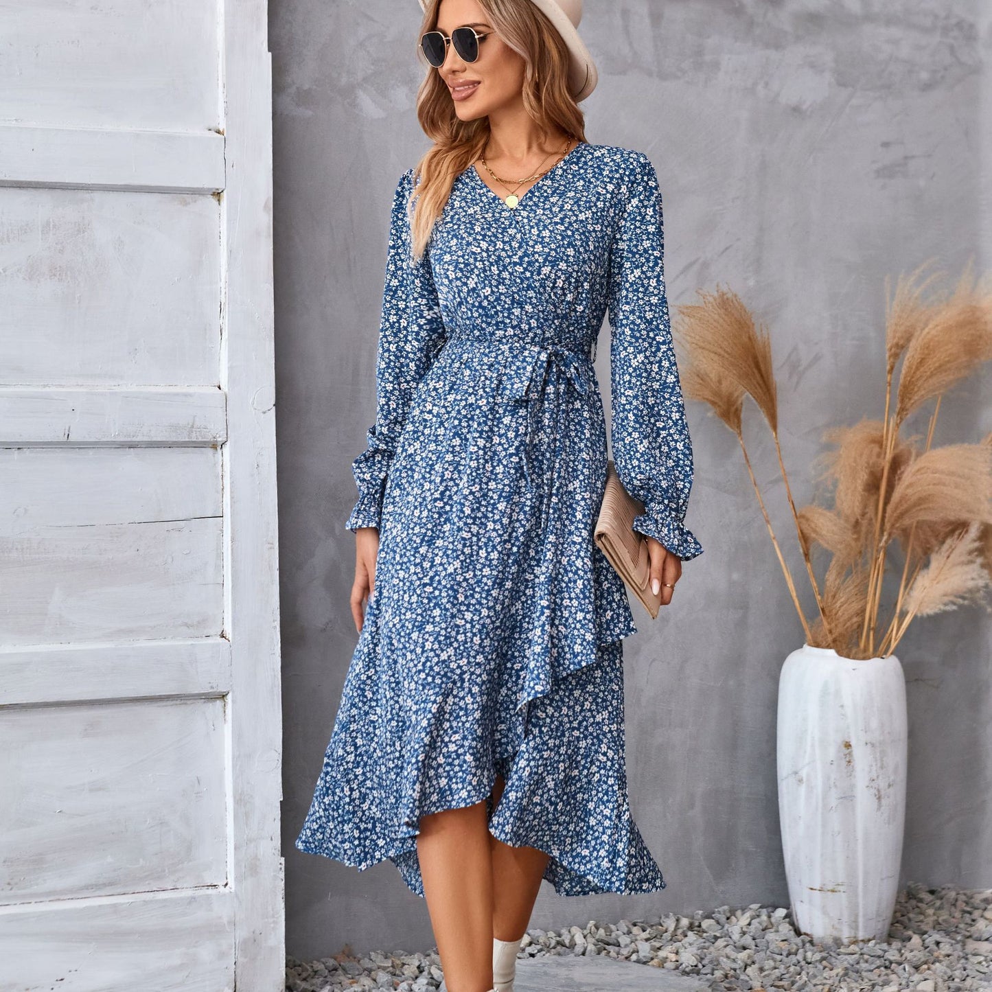 Printed AutumnWinter Long-Sleeve Dress For Women