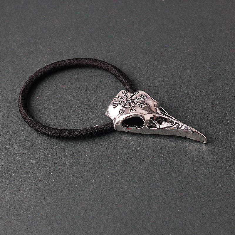 Retro Viking Compass Crow Skull Head Rope
