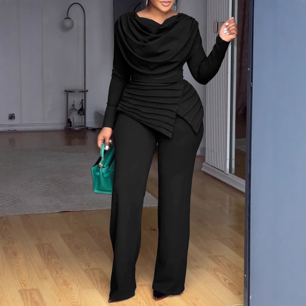 Straight-leg Pants Long Sleeve Women's One-piece