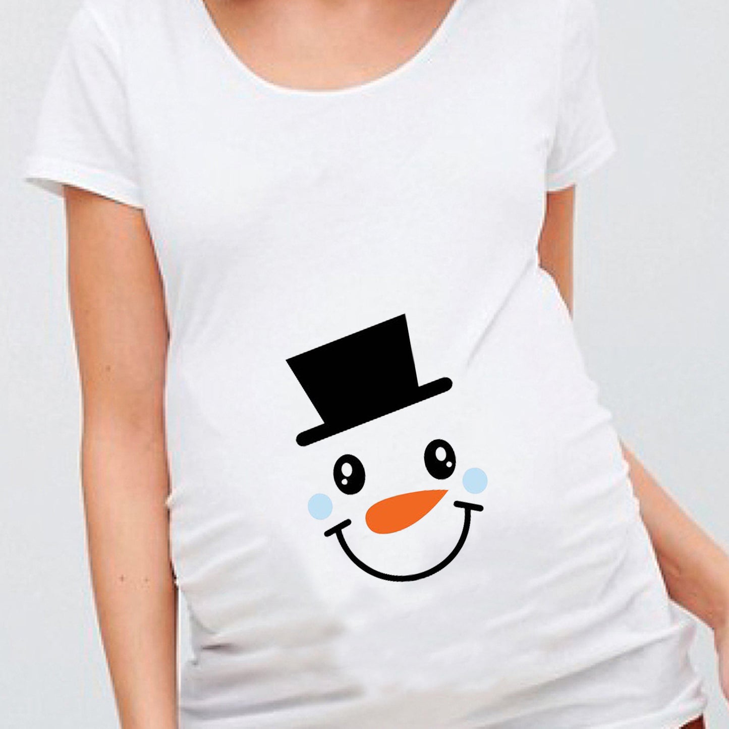 Christmas Cartoon Snowman Print Maternity Dress Summer Plus Size Maternity Short-sleeved T-shirt