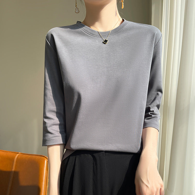 Mid-sleeve Bottoming Shirt Outer Wear Half-sleeve T-shirt Top