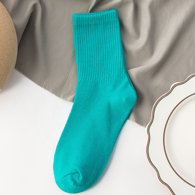 Candy-colored Mid-calf High Rubber Band Student Sports Socks
