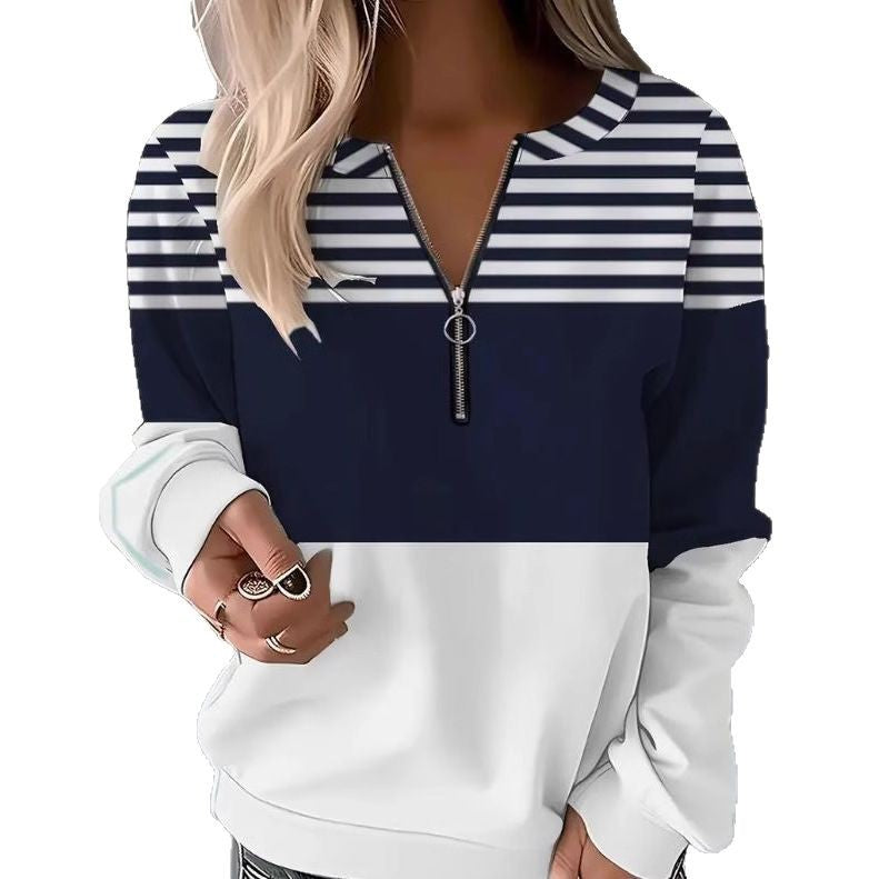 Trendy Afslappet Flag-Sweatshirt Med Halv Lynlås