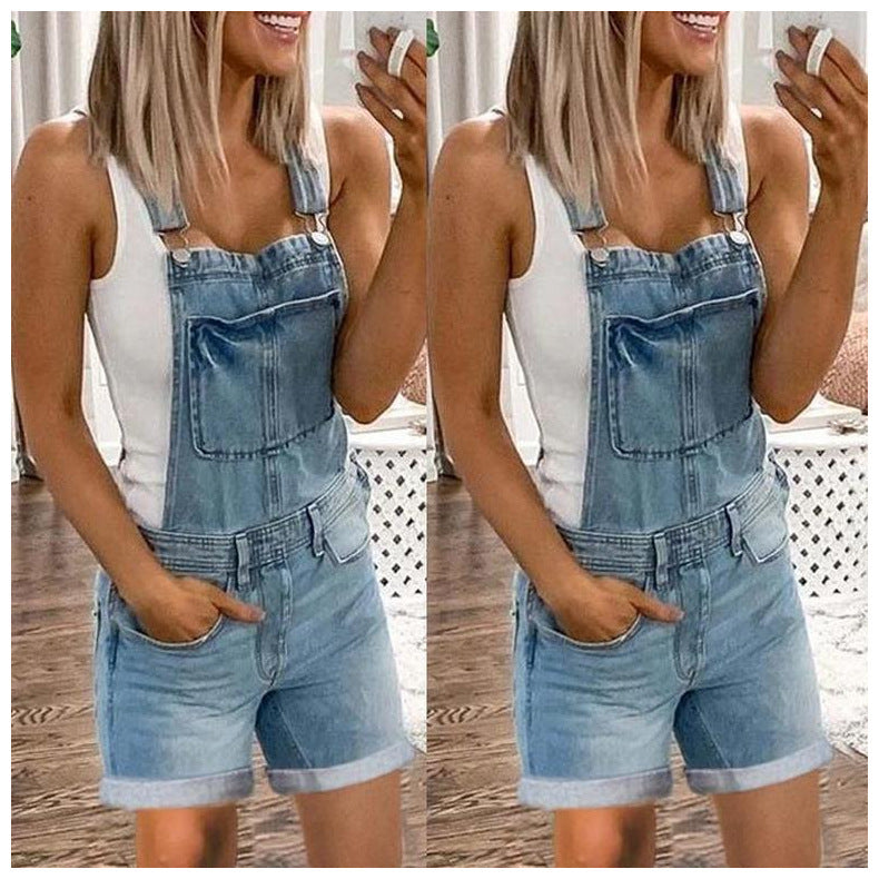 Women's Denim Bibs Fashion Washing