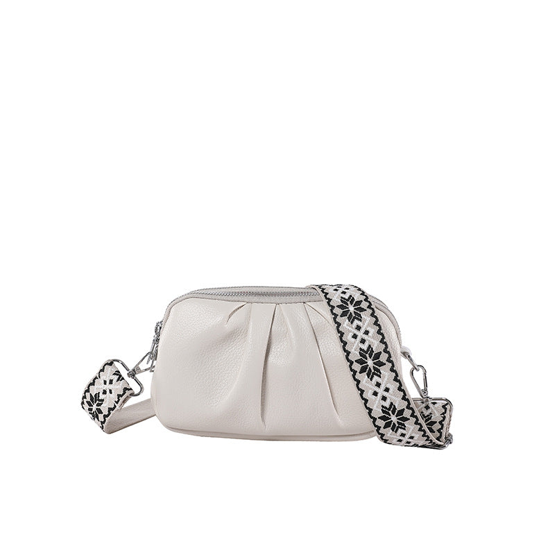 Pure Color All-matching Fashion Pleated Shoulder Niche Korean Casual Messenger Bag