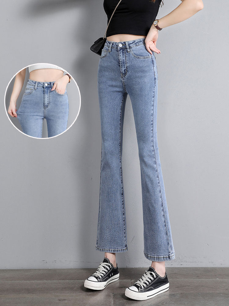 High Waist Slimming Stretch Micro Flared Cropped Trousers Women's Long Trousers