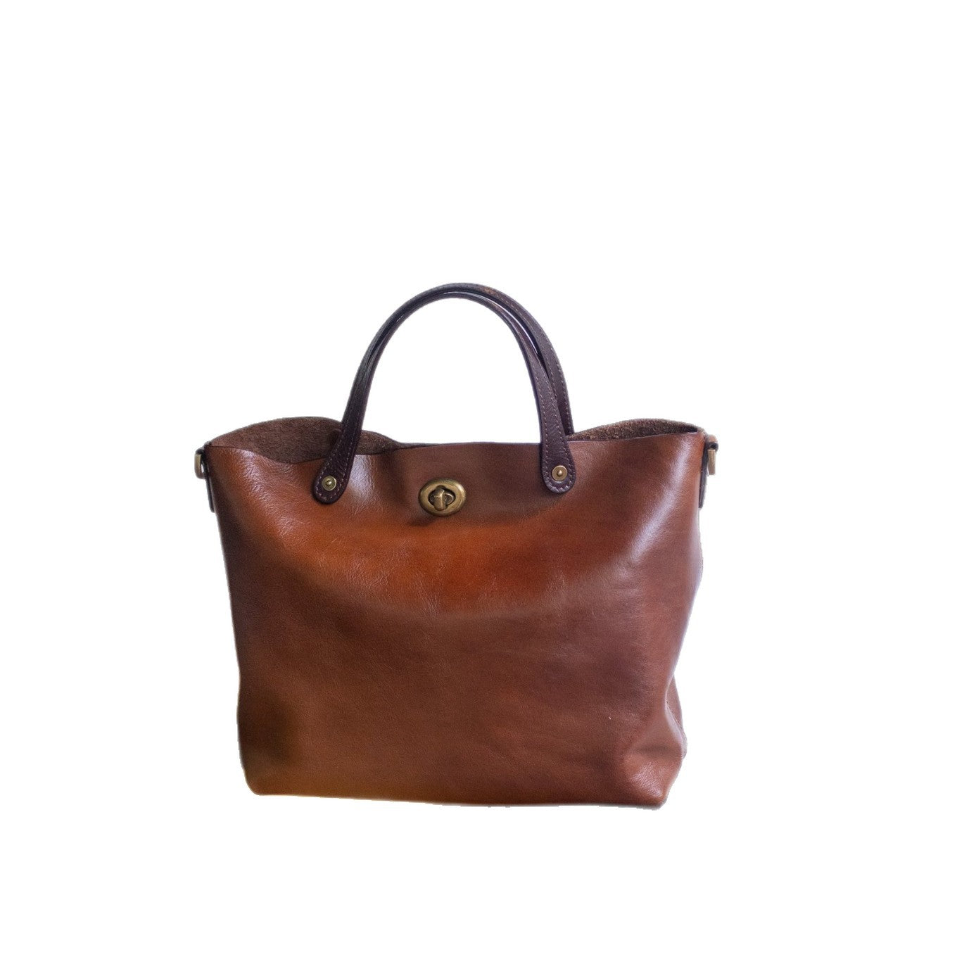Vintage Full-Grain Vegetable-Tanned Leather Tote Bag