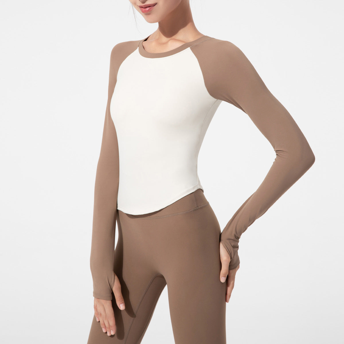 Tight Color Matching Top With Chest Pad