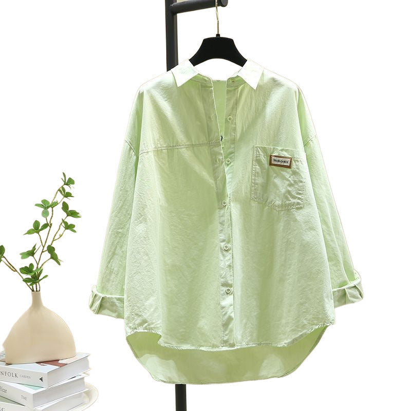 Women's Cotton Long-sleeved Shirt Fashionable Loose Cardigan Shirt