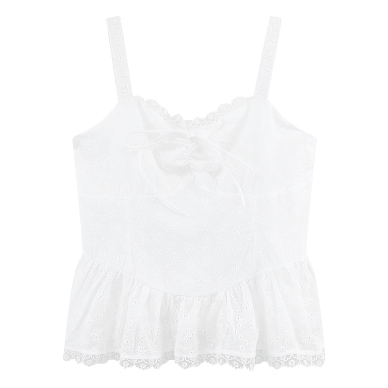 Pure Desire Style Hot Girl Flounce Splicing Sling Vest