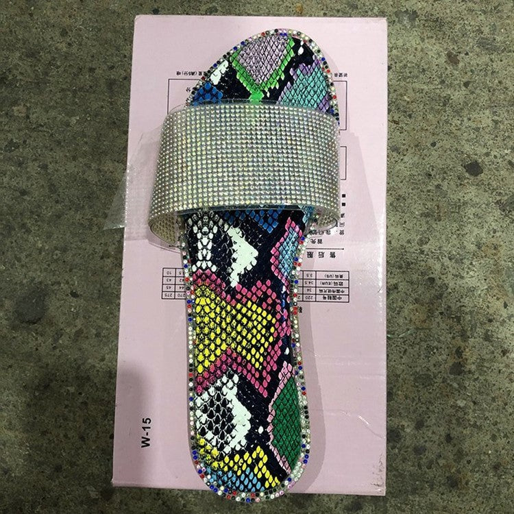 Store Rhinestone Sandaler og Hjemmesko til Kvinder med Lav Hæl