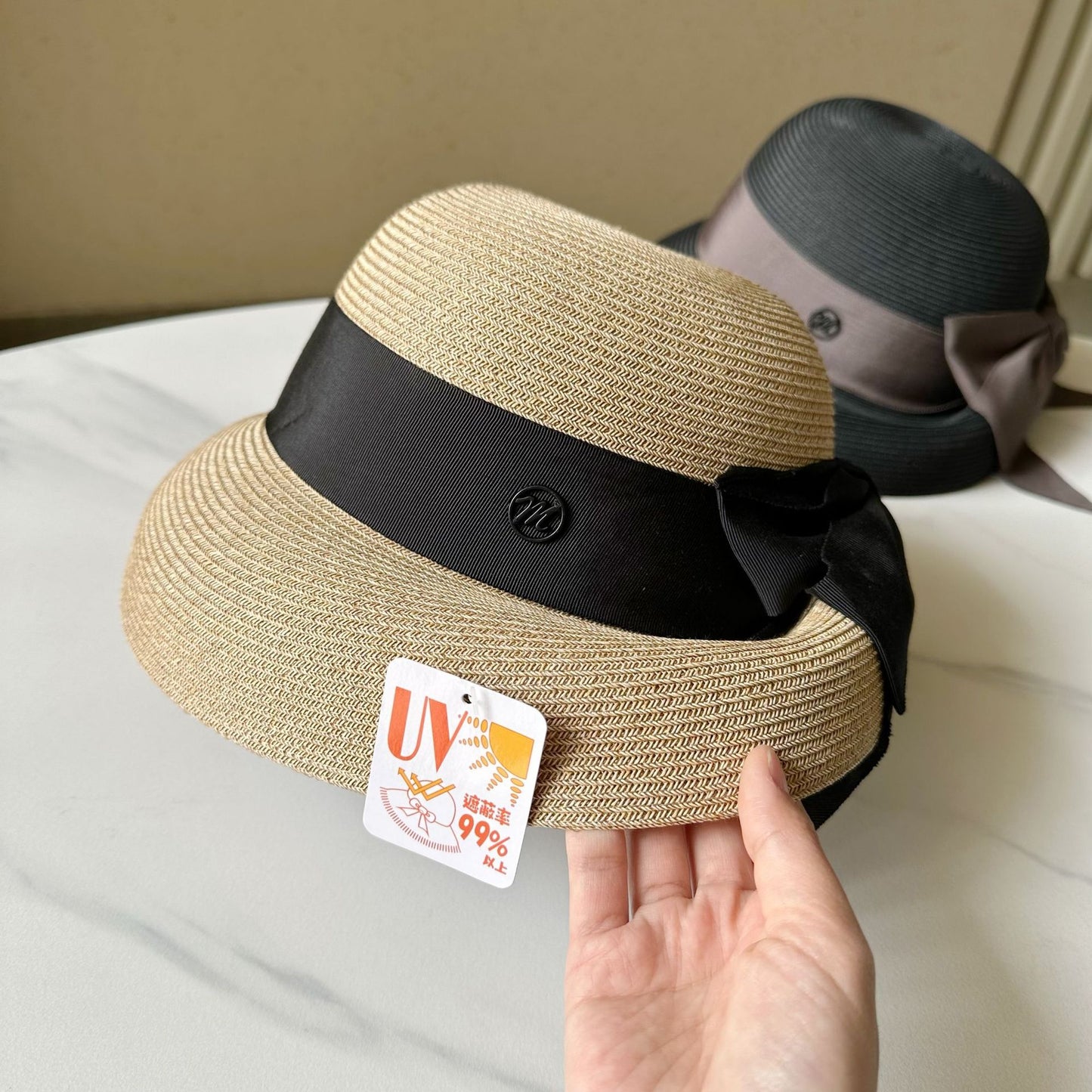 Avocado Green Straw French Elegant Bucket Hat