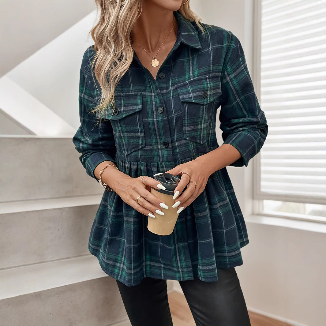 Lady Style Blouse With Green Stripes