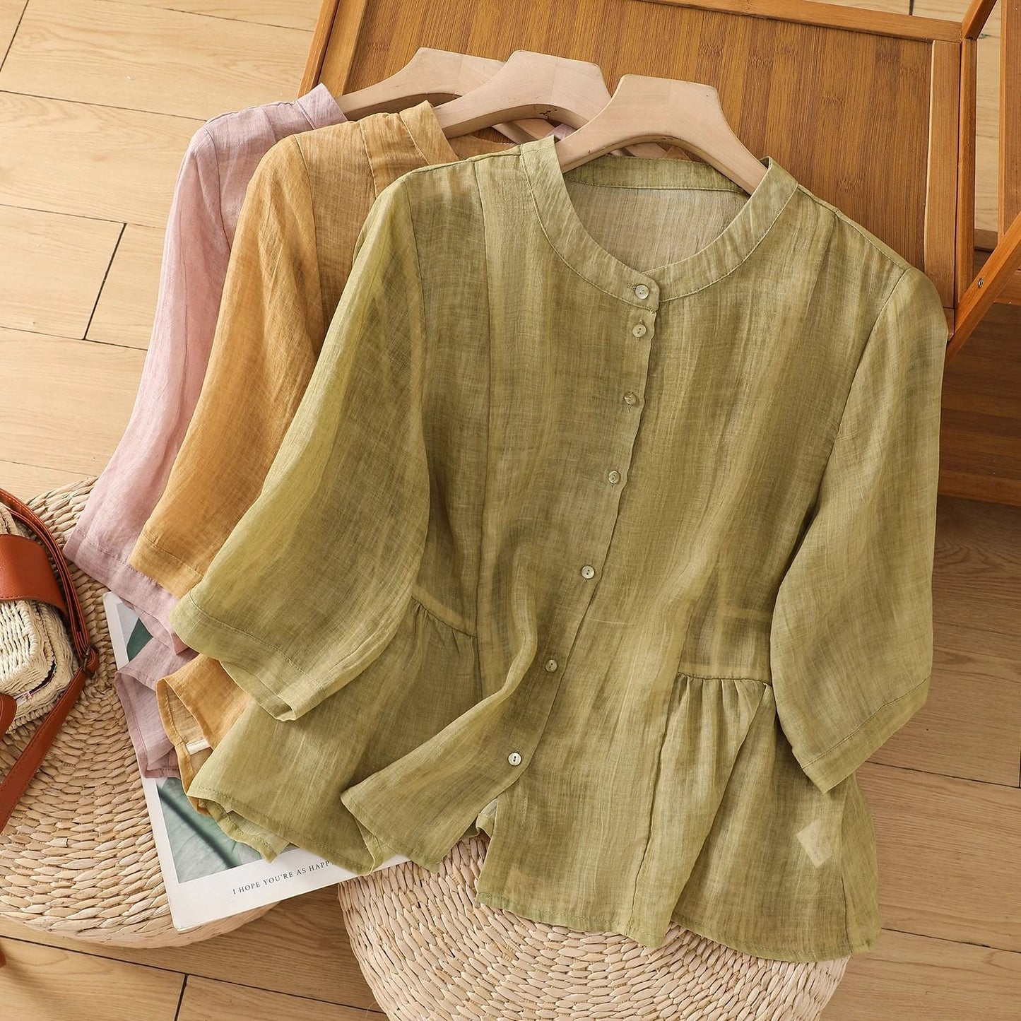 New Loose Slimming Temperament Casual Cotton Linen Top
