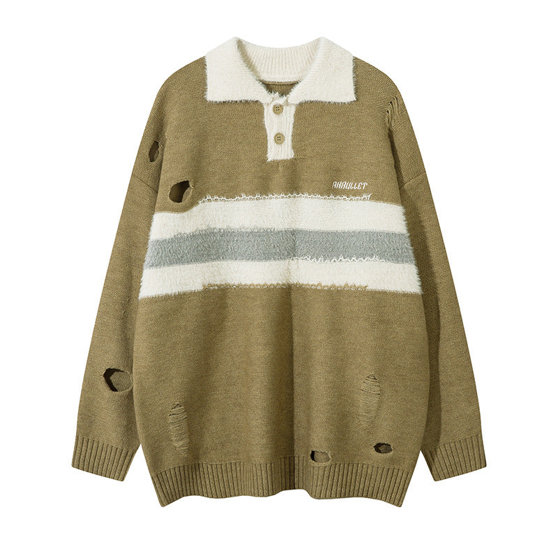 Long Sleeve Fashion Brand Sweater American Retro Lapels