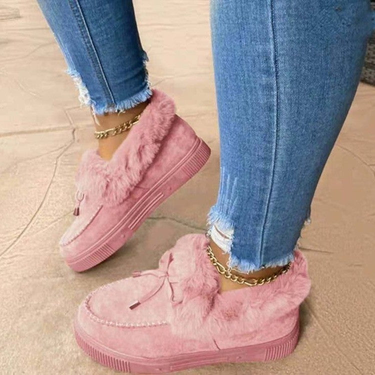 Amazon Wish Popular Round Head Thick Bottom Fleece-lined Sewing Shoes Snow Boots
