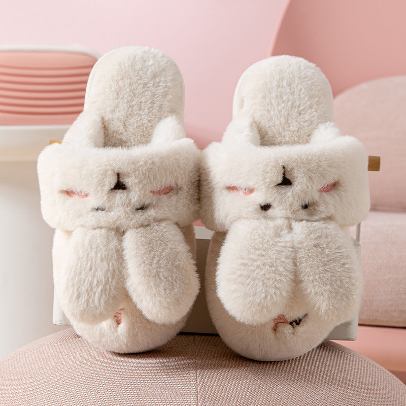 A Pair Of Home Cotton Slippers For A Lovely Couple In Winter Indoor