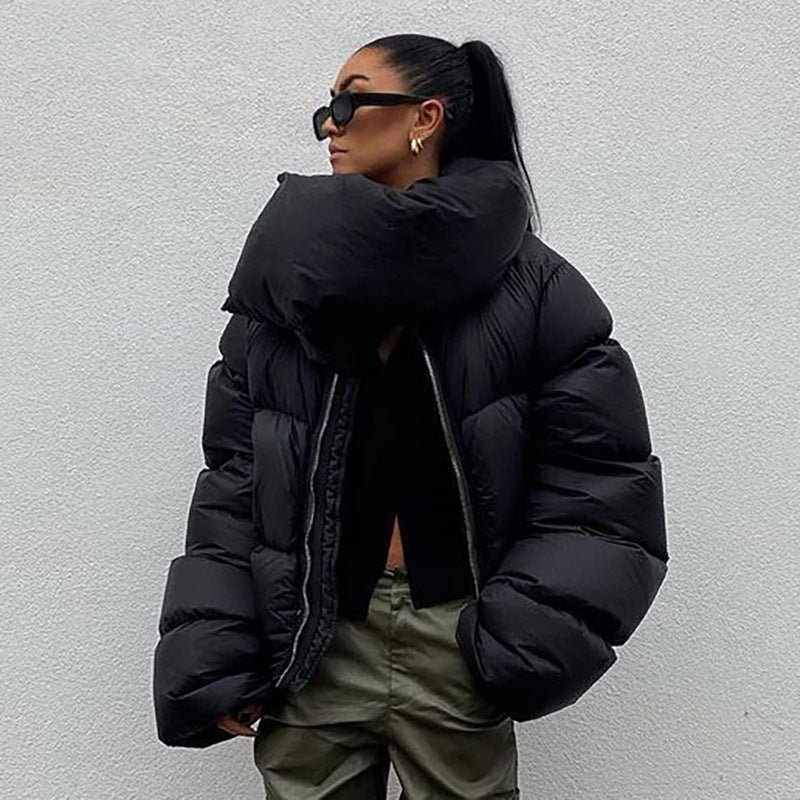 Snap-on Scarf Coat Warm-keeping Cotton Clothing