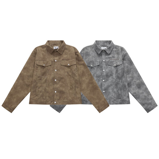 Men's And Women's Same Maychao Vintage Distressed Washed Snake Skin Pattern Jacket