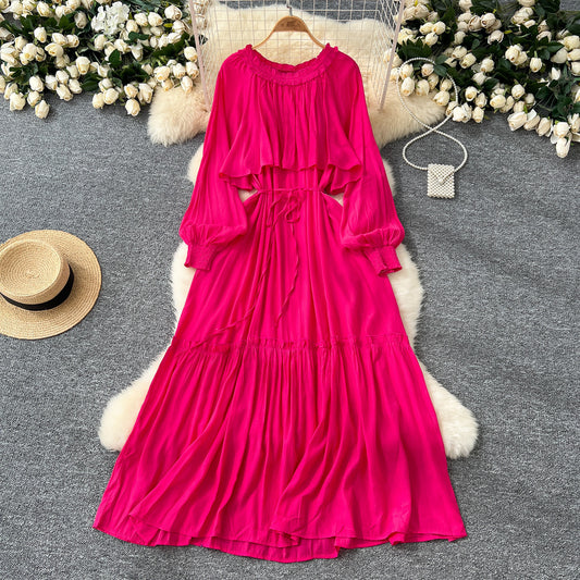 Designer-style Irregular Ruffled Patchwork Dress